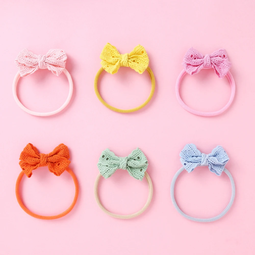 

6pc/lot New Baby Girls Nylon Headband Bow Head Bands Baby Girl Hair Accessories Elastic BowKnot Hairband Infant Toddler Gift