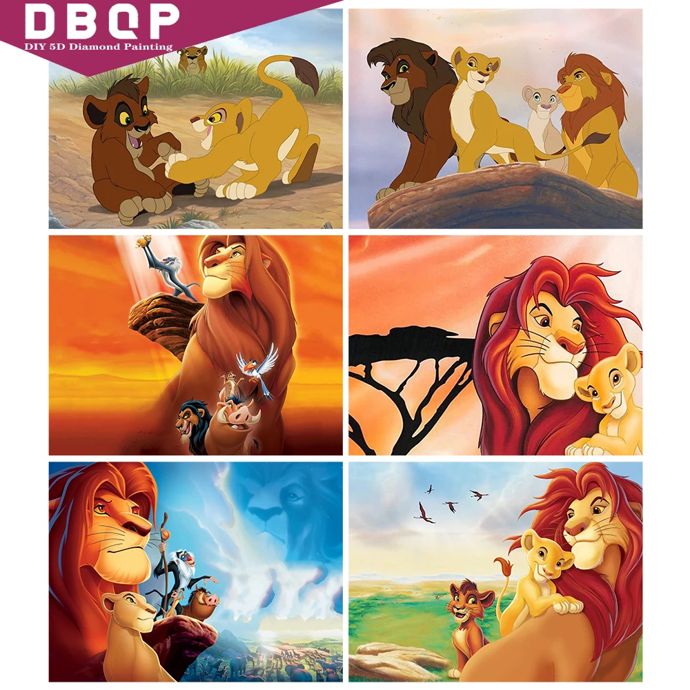 

Disney 5D Diamond Painting Kit Cartoon The Simba Family New Rhinestone Inlaid Cross Stitch The Lion King Handmade Gift