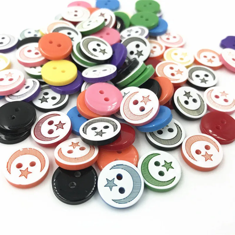 DIY 200 шт. полимерные пуговицы рисунок звезды луны разноцветные для шитья