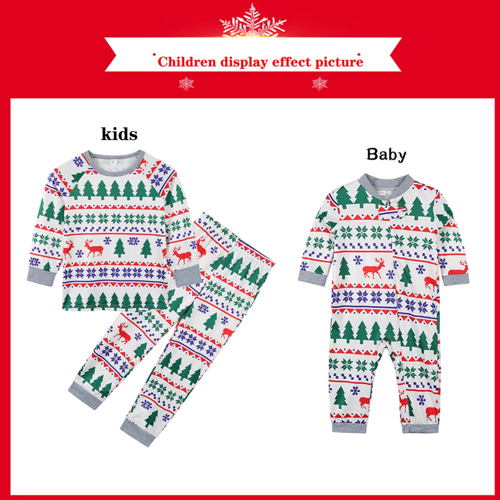 Рождественские пижамы для всей семьи Комплект одежды с длинными рукавами