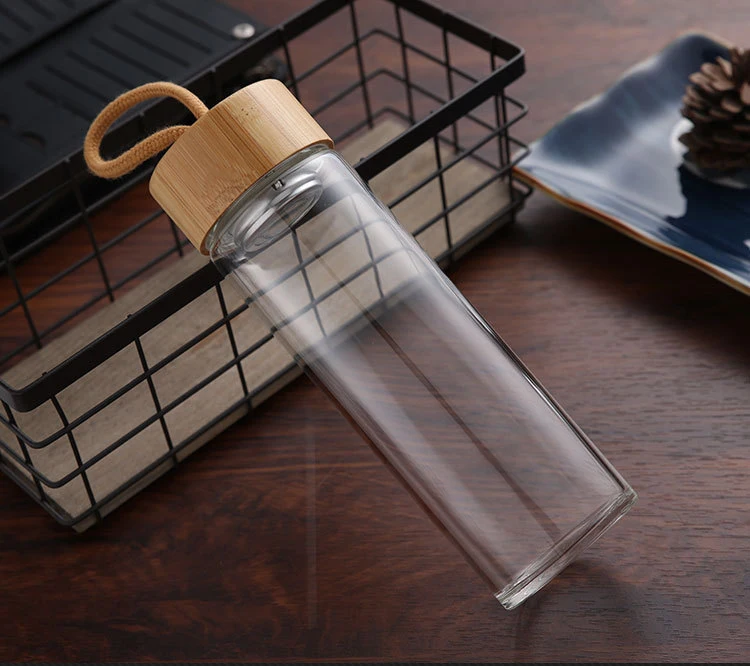 400ml 500ml High Quality Glass Water Bottles Bamboo Lid With Rope Drink Bottled For Beverages Outdoor Brief Portable Tea bottle