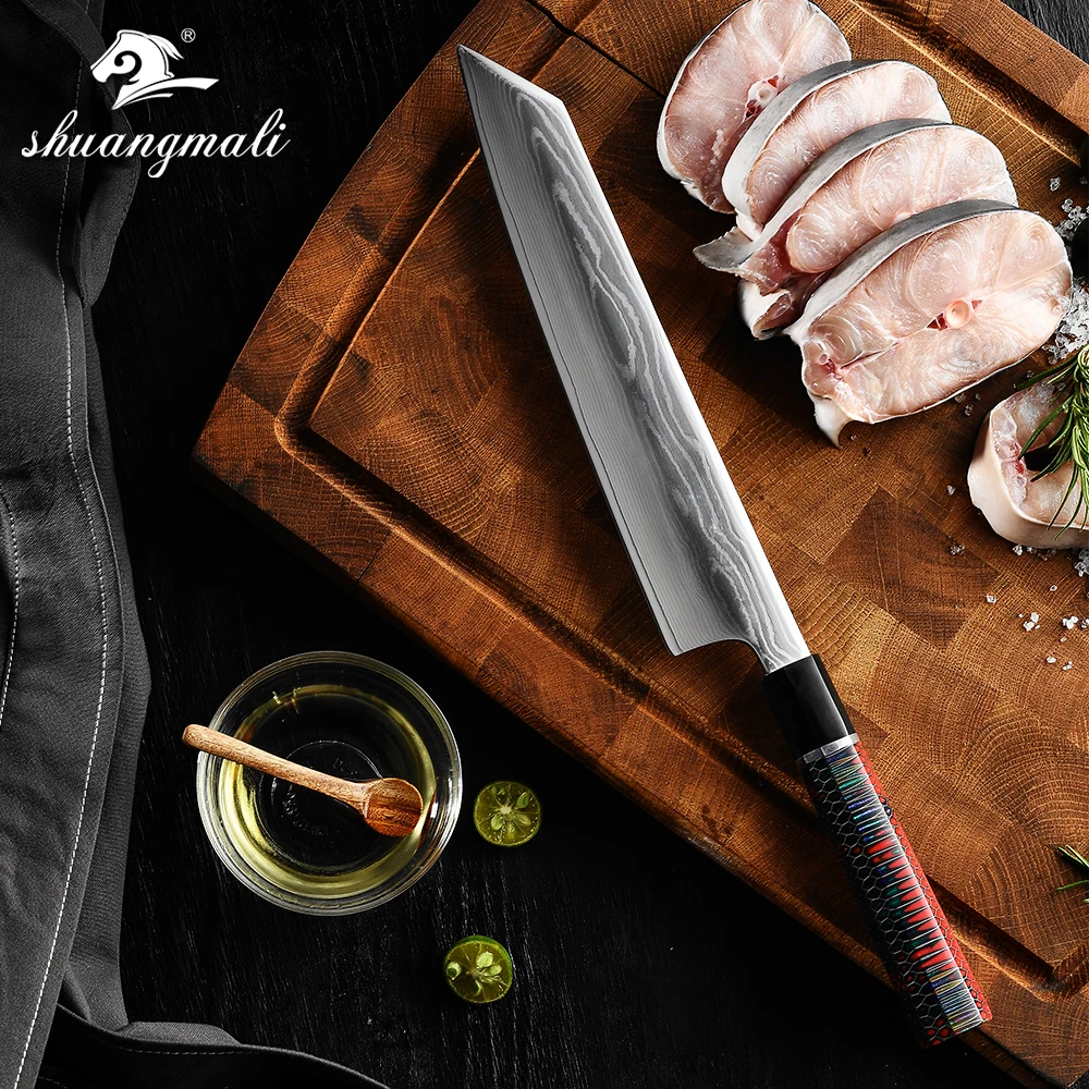 Ножи для сашими VG10 японские ножи суши из дамасской стали 10 дюймов нарезки лосося