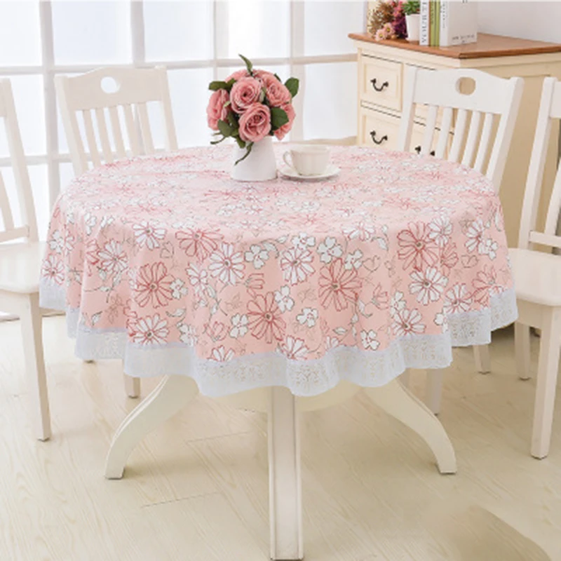 Цветочный стиль круглая скатерть для сада ПВХ пластиковая кухонная маслостойкая