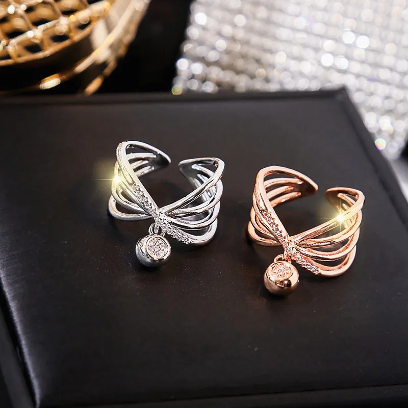 Эффектное многослойное Открытое кольцо с крестом регулируемые новые корейские