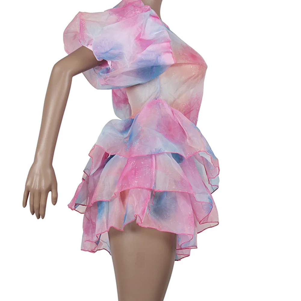 Сексуальный прозрачный розовый галстук краситель оборки топы и блузки винтажные