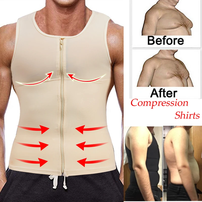 Men's Shapers Shirt Vest Slimming Underwear Body Shaper Tight Tank Top Waist Trainer Tummy Control Girdle Men Corset