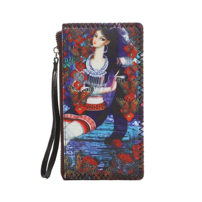 

Xiaoxin new print Yunnan national wind flower ladies thin wallet wristband wallet female hand bag mobile phone card package