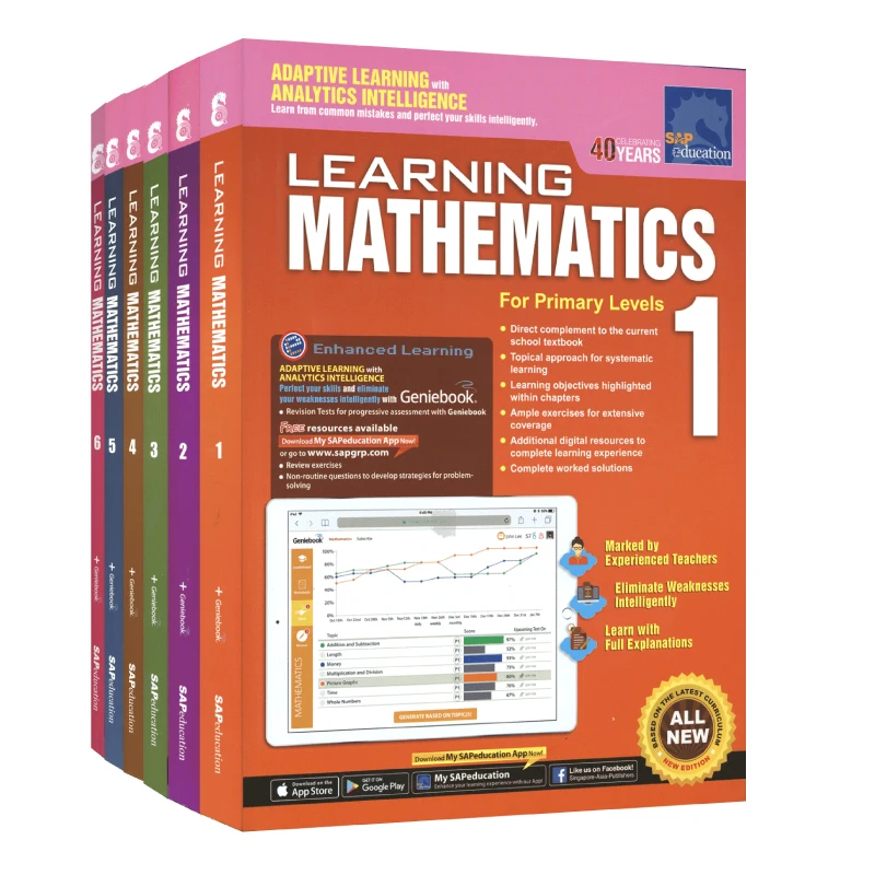 6 книг/набор SAP изучения математики книга Класс 1 до 6 лет дети учатся книги по математике Сингапур Начальная школа Математика учебное пособи...