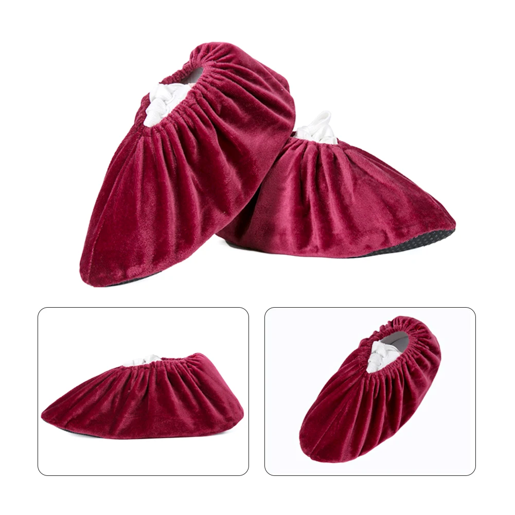 

5pairs For Household Solid Soft Washable Boot Reusable Shoe Cover Thickened Elastic Non Slip Velvet Wear Resistant Protective