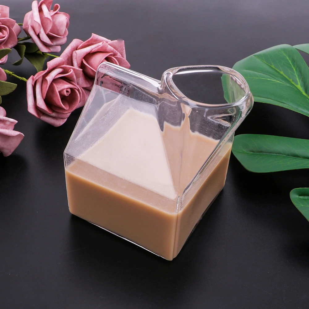 HILIFE Creative Square Glass Cup Unique Design Drinkware Pure Handmade Crafts 250ML Milk Box | Дом и сад
