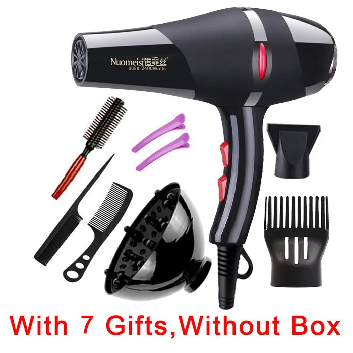 7 Gifts without Box 2400 Вт Высокое качество салонный горячий холодный воздух Регулировка Высокое качество Профессиональный Фен - Цвет: 7 Gifts without Box