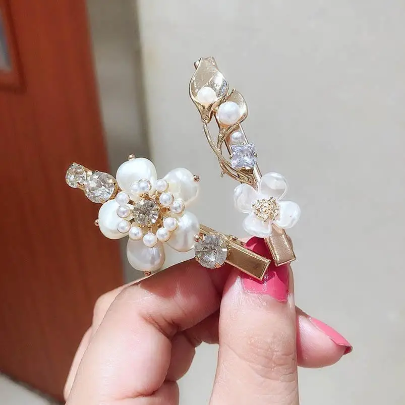 

INS Vintage pearl girls hair clips crystal women hair barrettes Boutique kids barrettes designer hair accessories for women BB c