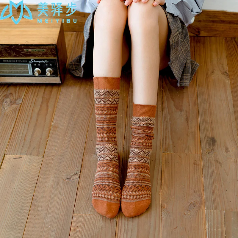 Winter Women's Socks Retro 12 Pairs Per Set National Wind Women's Stockings Cotton Socks