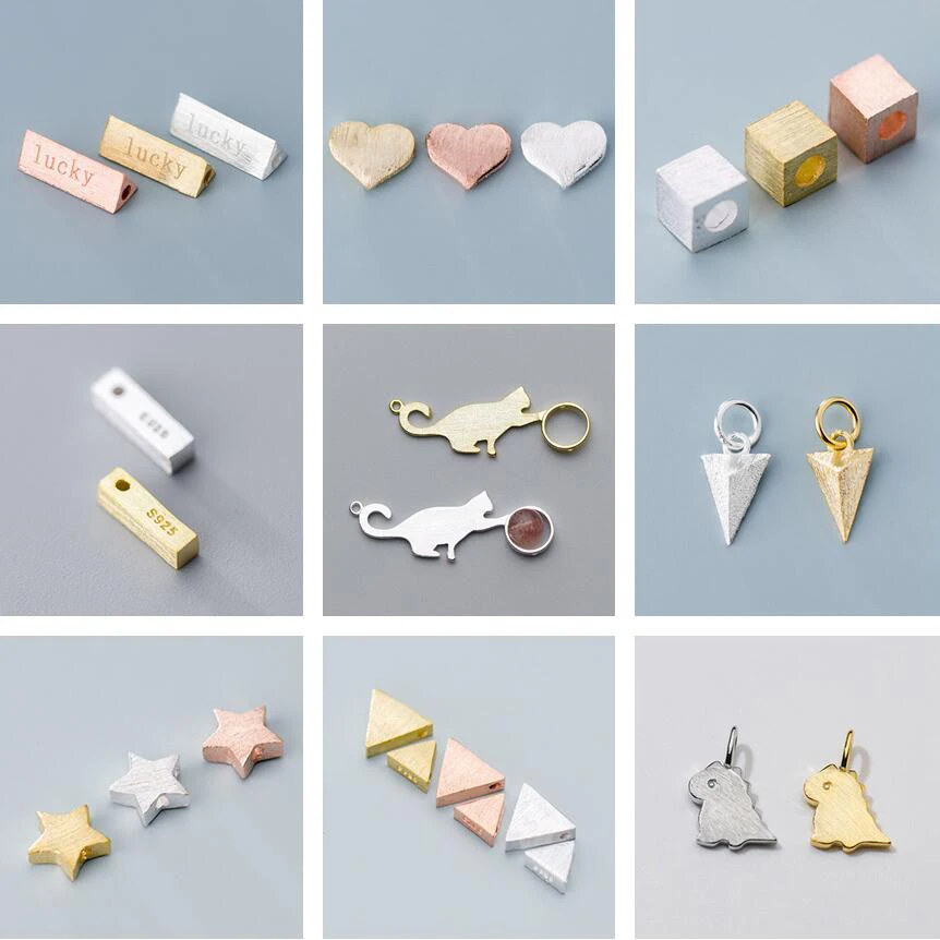 

Бусины и подвески из серебра 925 пробы, с геометрическими фигурами и животными