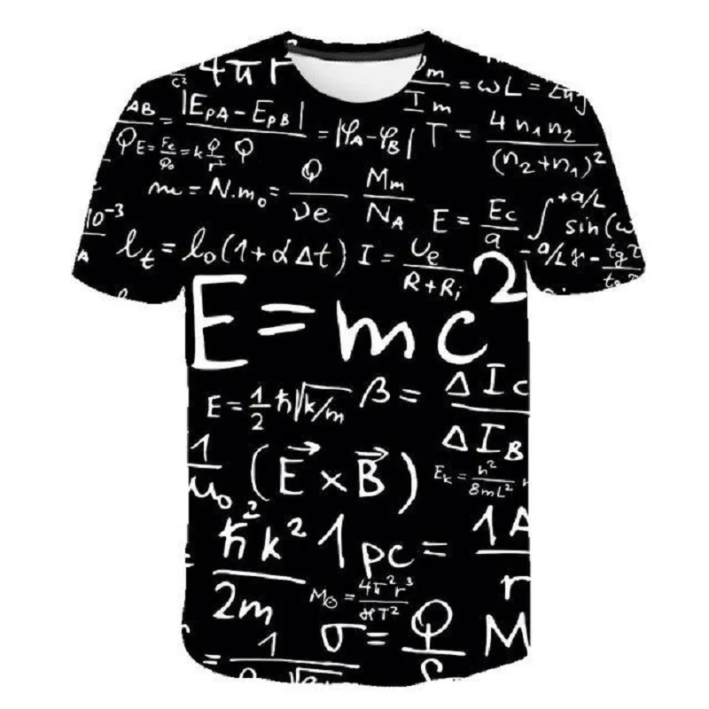 

2021 Fashion 3D Printing T-shirt O-neck Men's Physical Formula Math Loose Streetwear Short Sleeve Wholesale Customization