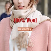 100 wool scarves women winter warm neck scarf real wool pashmina 2022 luxury double sided color shawls wraps cashmere scarf