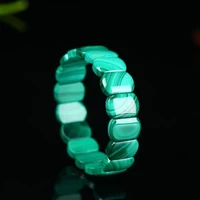 genuine natural green malachite chrysocolla bracelet 12x9mm women men healing stone stretch rectangle beads crystal aaaaa