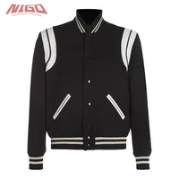 nigo teddy jacket genuine leather wool stitching baseball uniform coat nigo691