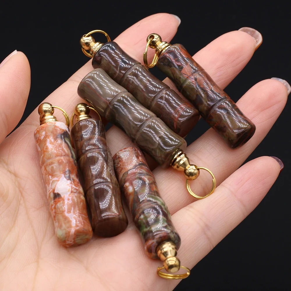 

Natural Pablo Picasso Stone Pendant Charms Essential Oil Diffuser Perfume Bottle Pendant for Women DIY Jewerly Necklace