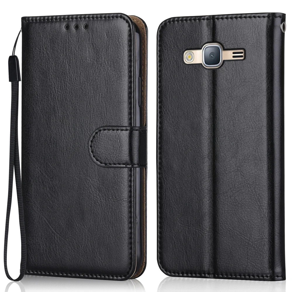 

Folio Luxury Leather Case for On Samsung Galaxy J7 2015 J700 SM-J700H SM-J700F Wallet Stand Flip Case Phone Bag with Strap