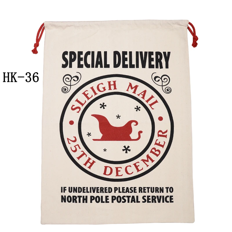 44 Styles Christmas Santa Sacks 1pc Drawstring Canvas Santa Sack Xmas Canvas Bag Hot Sale Big Santa Claus Gift Bag Drop Shipping - Цвет: HK-36 50x70cm