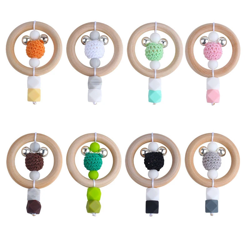 Mordedor de madera para beb&eacute;, sonajero para ni&ntilde;o peque&ntilde;o, juguete mordedor para beb&eacute;, anillos de dentici&oacute;n para reci&eacute;n nacido, accesorios de mano para lactancia-1