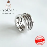 11 make 925 sterling silver customized fashion platinum three ring diamond exquisite rings personality classic shine jewelry