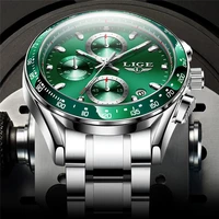 2022 lige mens watches luxury casual sport watch men luminous waterproof chronograph quartz stainless steel wrist watch for man
