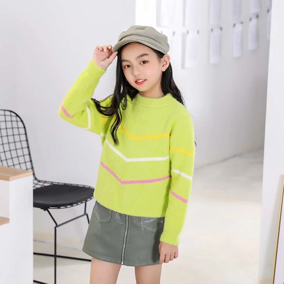 Новинка свитера для девочек вязаный пуловер свитер свободная повседневная