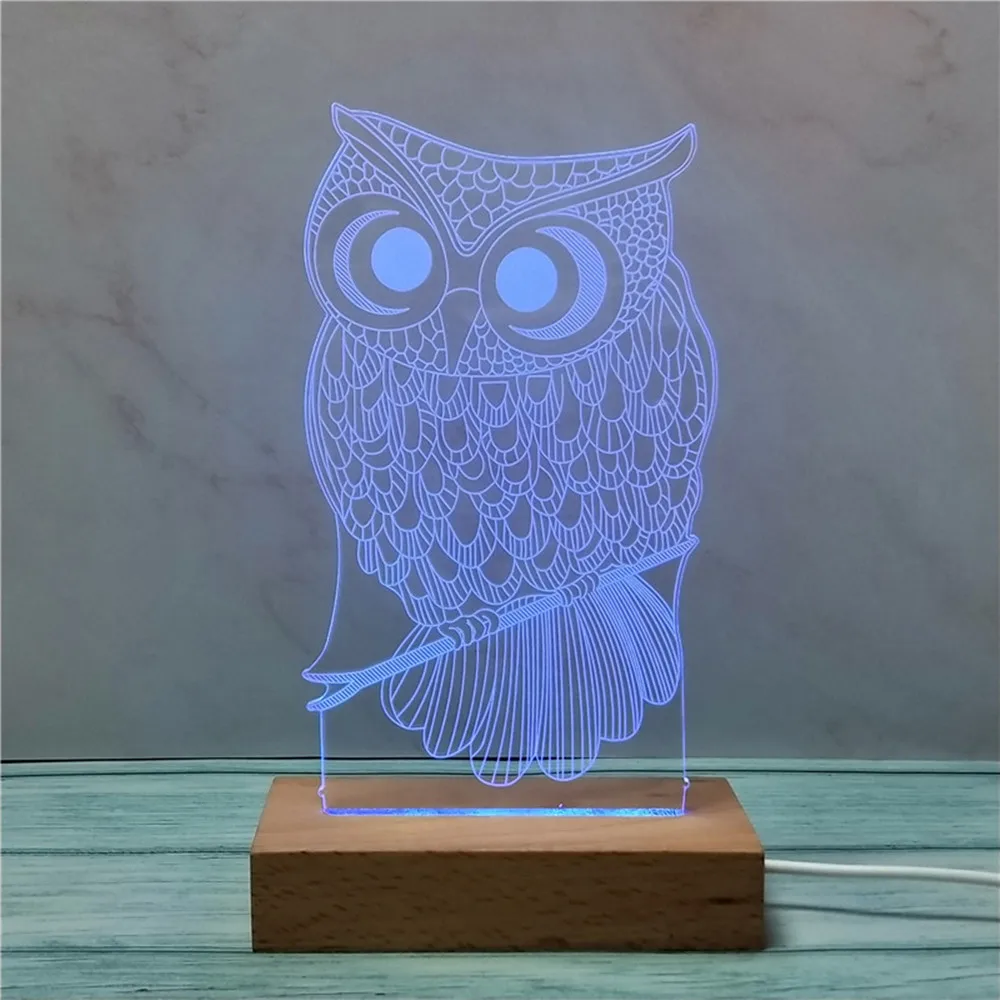 Novety 3D иллюзия деревянная основа СВЕТОДИОДНЫЙ Ночник светильник украшение стола