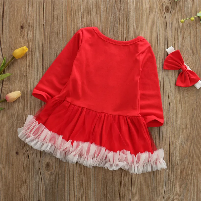 Рождественская Одежда для маленьких девочек Вечерние фатиновые платья с круглым