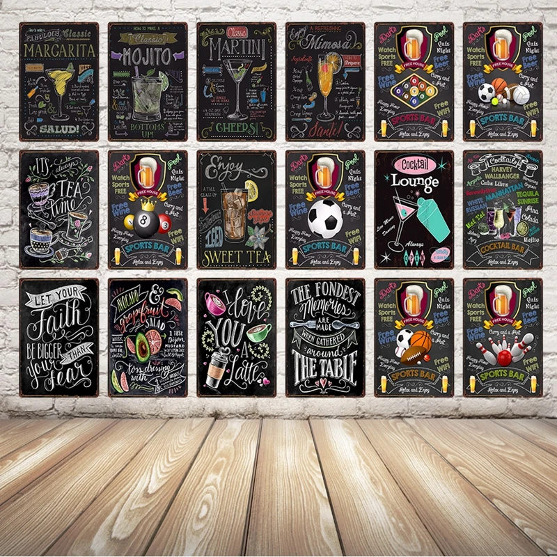 [Kelly66] футбольный Баскетбол Бар Пиво Мохито чай коктейль жестяной знак плакат