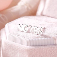 real 925 sterling silver female elegant small earring yes no unique asymmetric jewelry earring for women girl boy jewelry