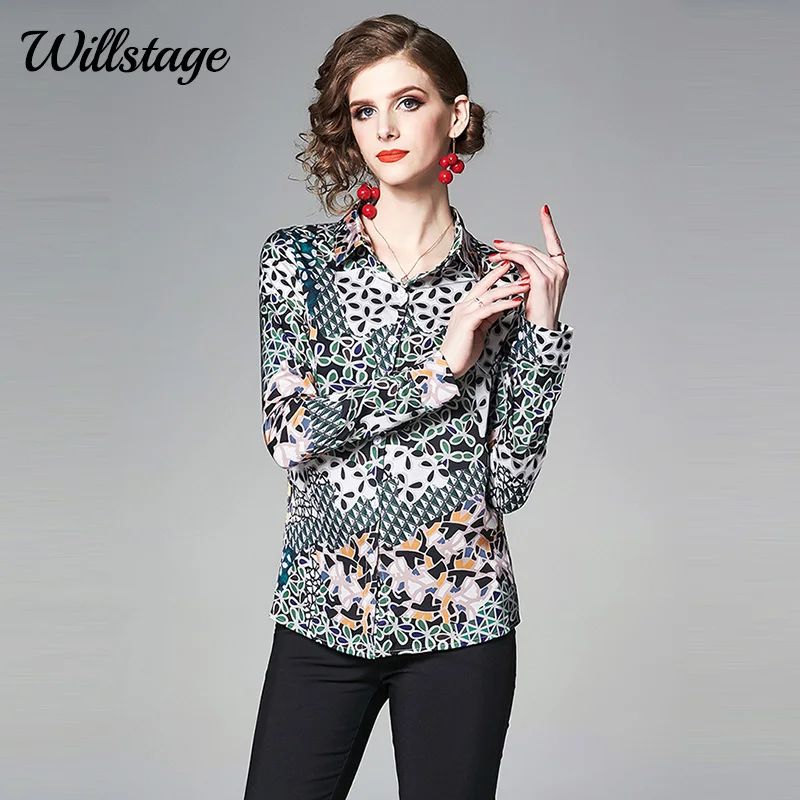 Рубашка Willstage с цветочным принтом женская блузка длинным рукавом модная рубашка