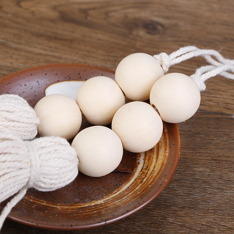 2Pcs Tassle Farmhouse Beads Natural Wood Bead Garland Kids Baby Nursery Room Decor Rustic Wedding Vase Ornament | Дом и сад