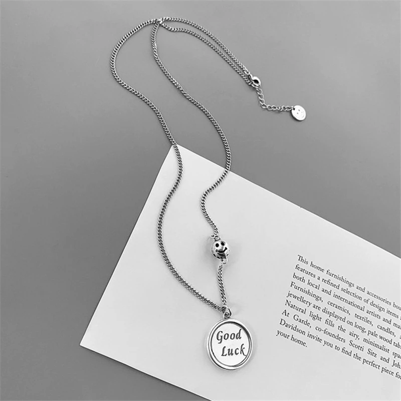 Корейский Японский стиль буквы удачи ТВ шоу кубинская Подвеска Ожерелье круглая