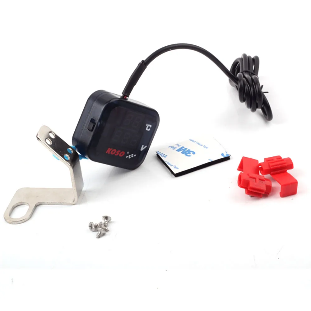 1 шт. Универсальный KOSO Мотоцикл вольтметр Отображение температуры напряжение