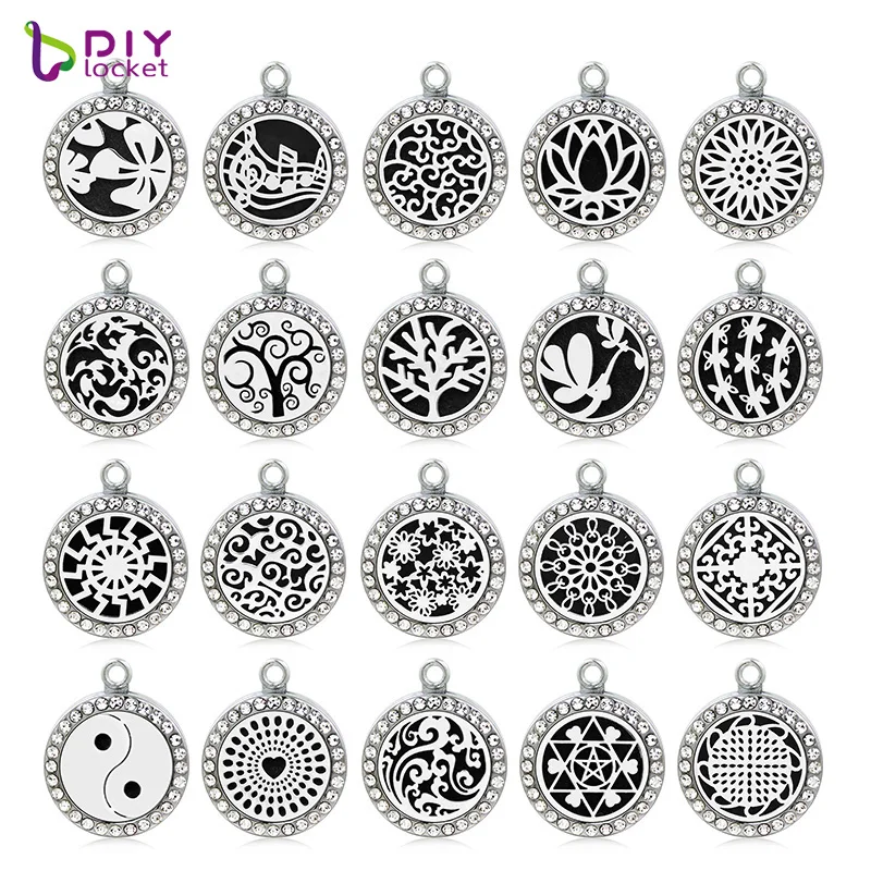 Ожерелье с круглым диффузором эфирного масла из хрустального сплава диаметром 20