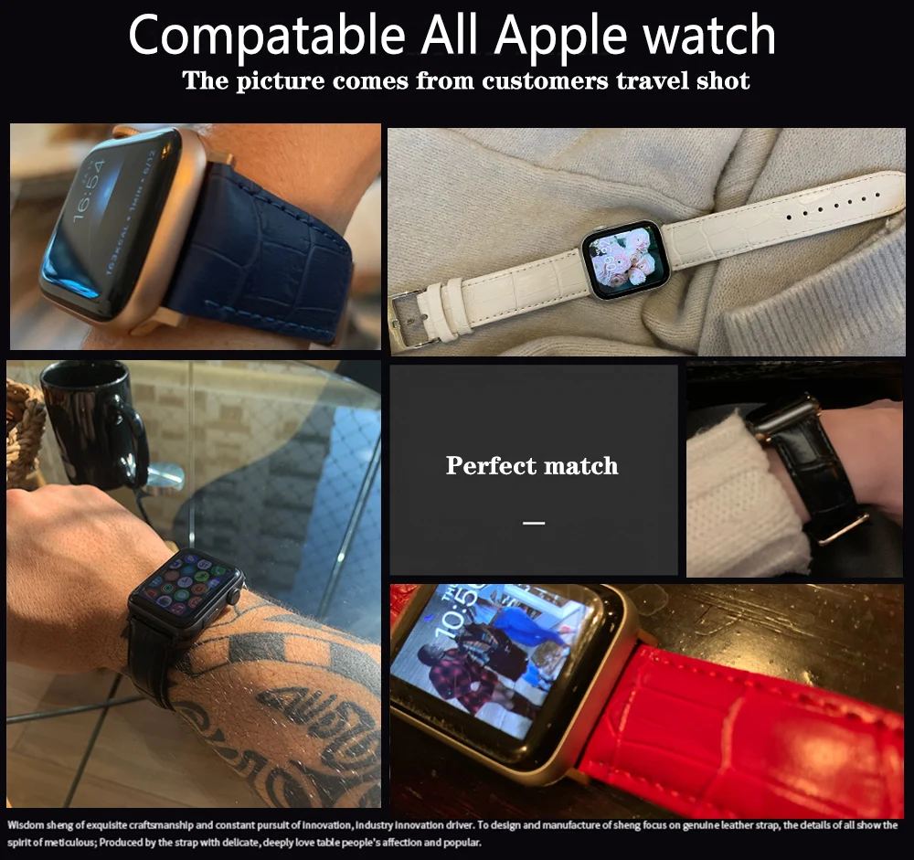 Apple Watch Band Luxury Leather iWatch Watchband for  Series 5/3 Sport Bracelet 42mm 38mm Strap For iwatch 6 4 SE Band