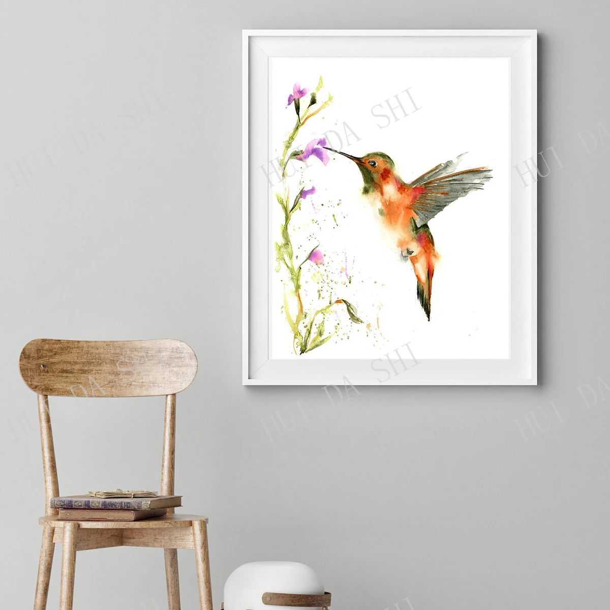 Летающая Колибри Изысканная Художественная печать Настенный декор акварельная