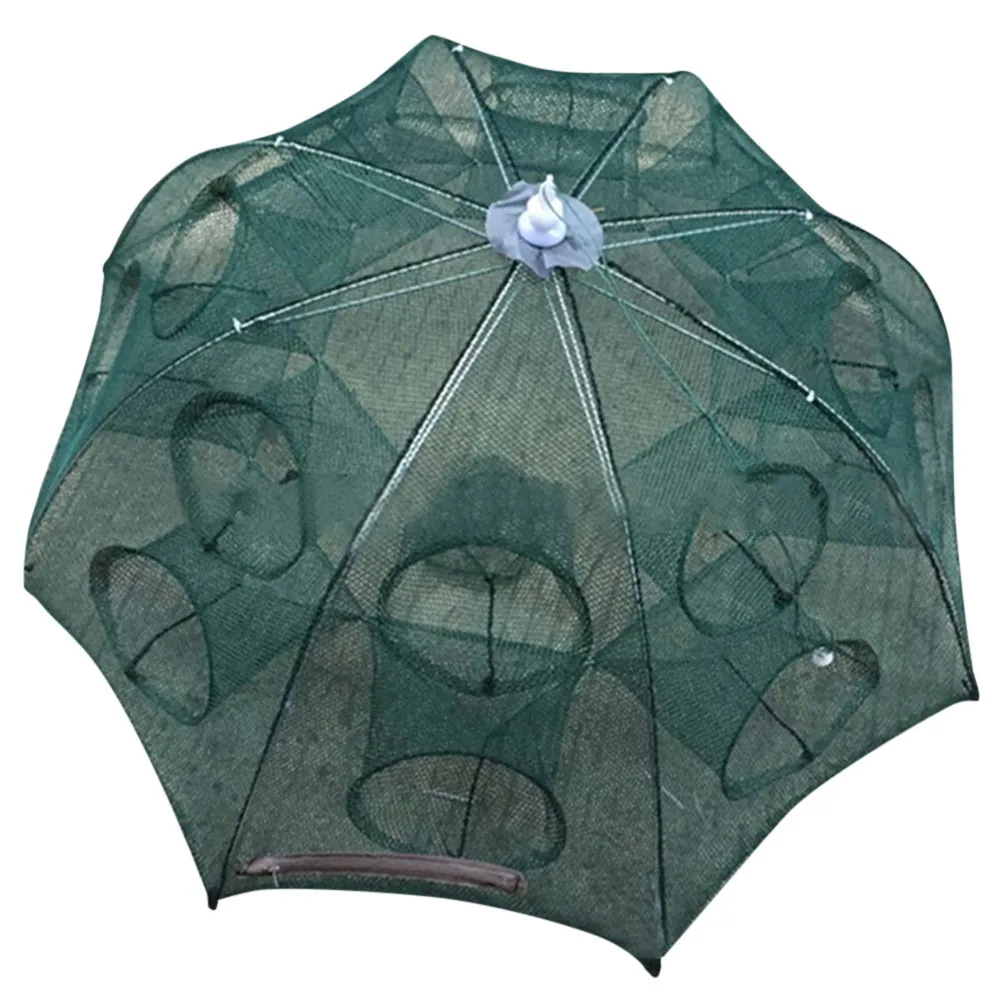 25# Strengthened 4-8 Holes Automatic Fishing Net Shrimp Cage Nylon Foldable Fish Trap Cast Fold Crab Network | Спорт и развлечения