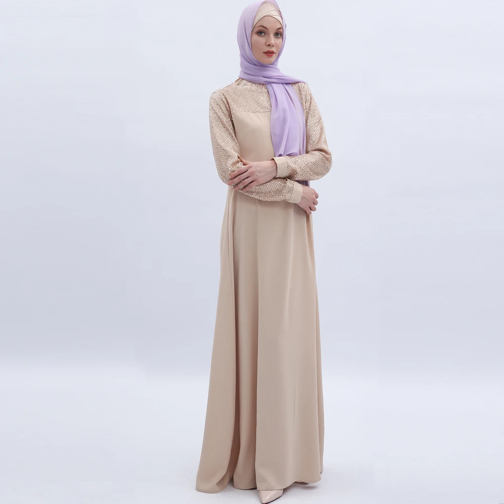 Шифоновое Прошитое платье летнее повседневное свободное мусульманское женское