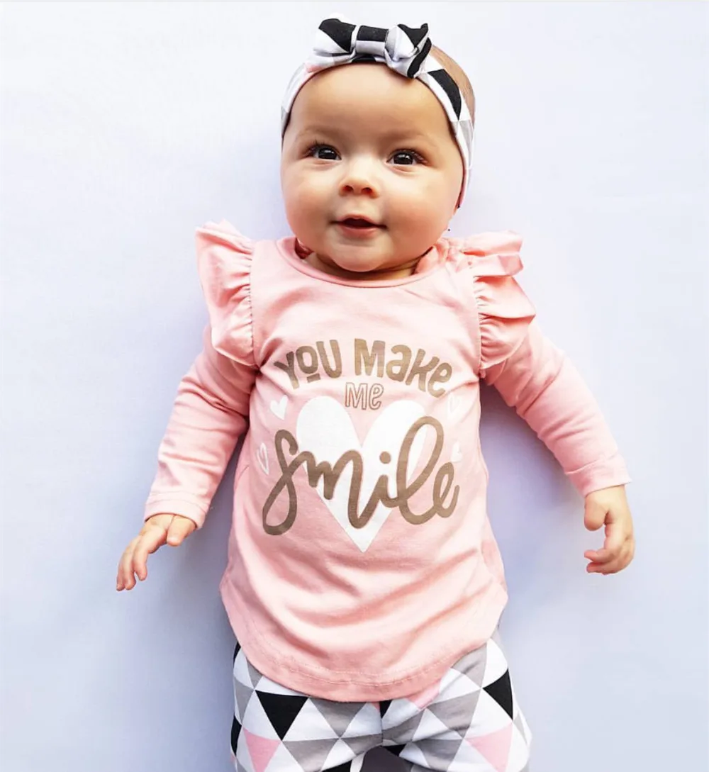 3 шт. детский хлопковый комплект одежды с длинным рукавом и надписью You Make Me