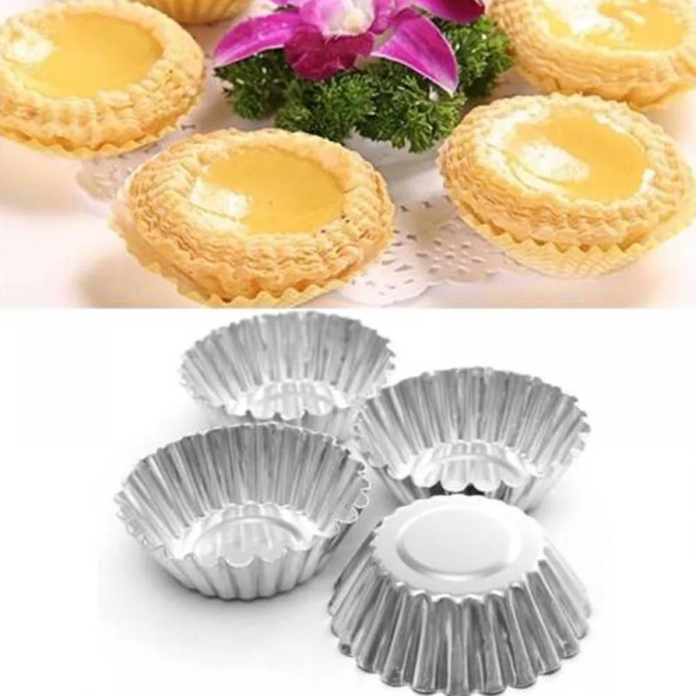 

5 PCS Nonstick Ripple Aluminum Alloy Egg Tart Mold Flower Shape Reusable Cupcake and Muffin Baking Cup Tartlets Pans Hot Sale