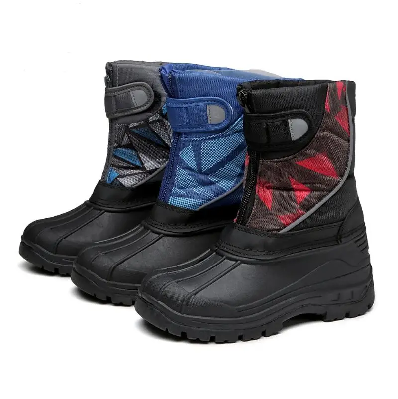 SKHEK New Children Snow Boots Girls Shoes Kids Winter PU Leather Boots Fashion Plush Water-Proof Boys Sneakers 945