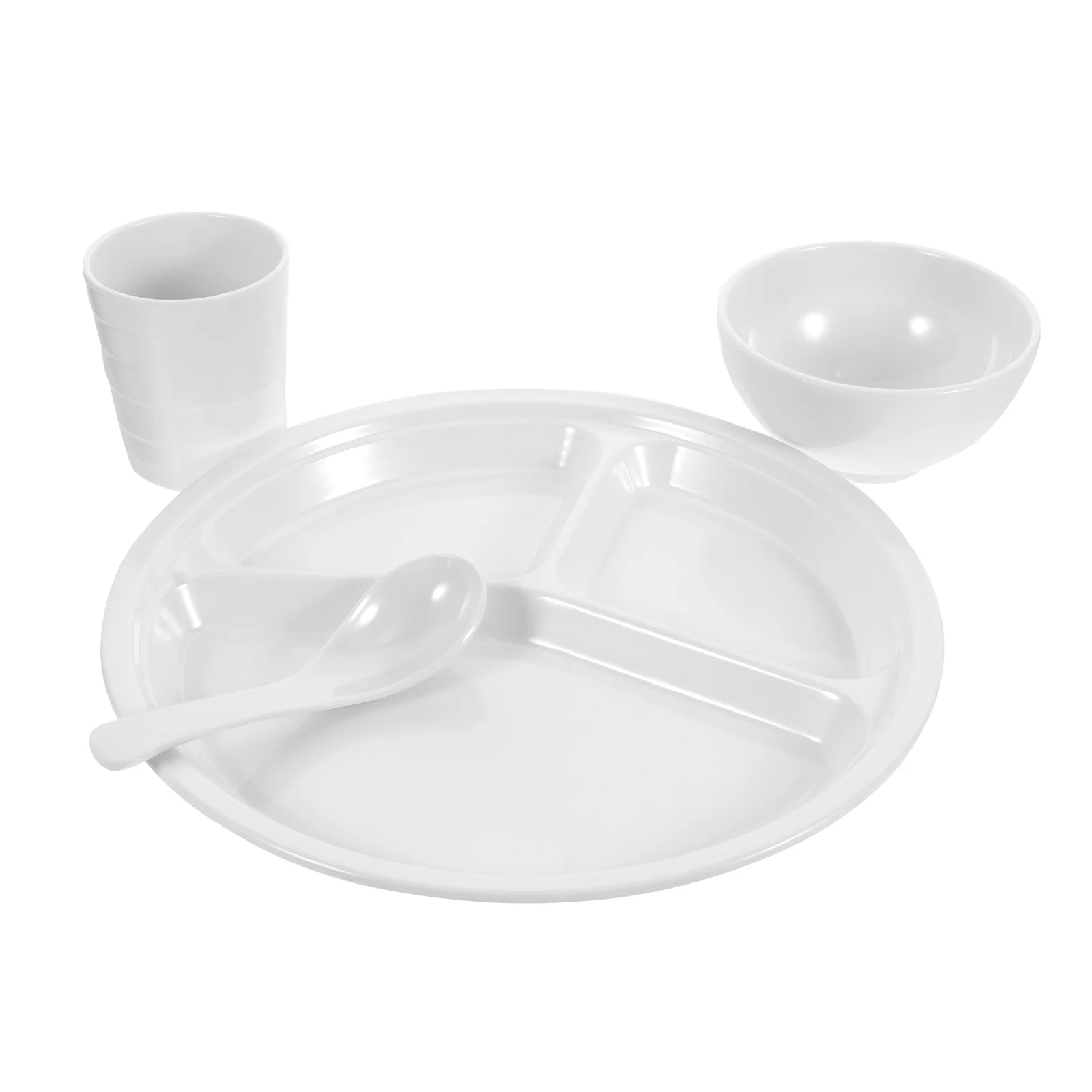 

1 Set of Restaurant Food Plate Bowl and Water Cup School Dinning-room Tableware