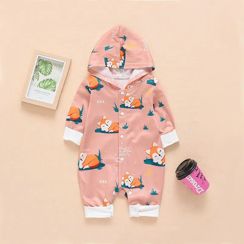 

Stock Infant Baby Boy 0-24M Kids Hooded Romper Jumpsuit Cotton Clothes