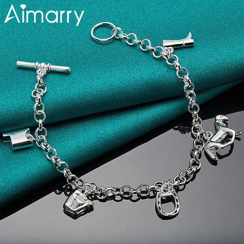 

Aimarry 925 Sterling Silver Cute Dog Shoes Hanging TO Chain Bracelet For Women Party Engagement Wedding Gifts Fashion Jewelry