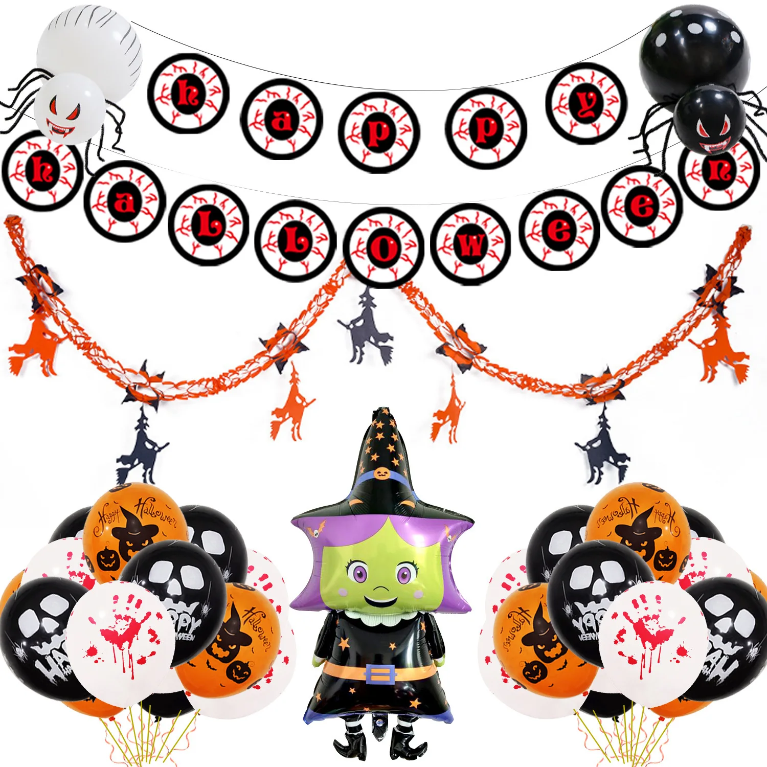 

2021 Halloween Balloon Set Pumpkin Ghost Balloons Decorations Spider Foil Balloons Toys Bat Globos Halloween Party Supplies