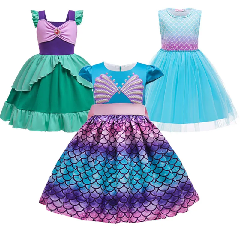 

Girl Princess Little Mermaid Ariel Dress Girls Summer Make up Party Clothing kids Halloween Carnival Birthday Tutu Dance Skirt